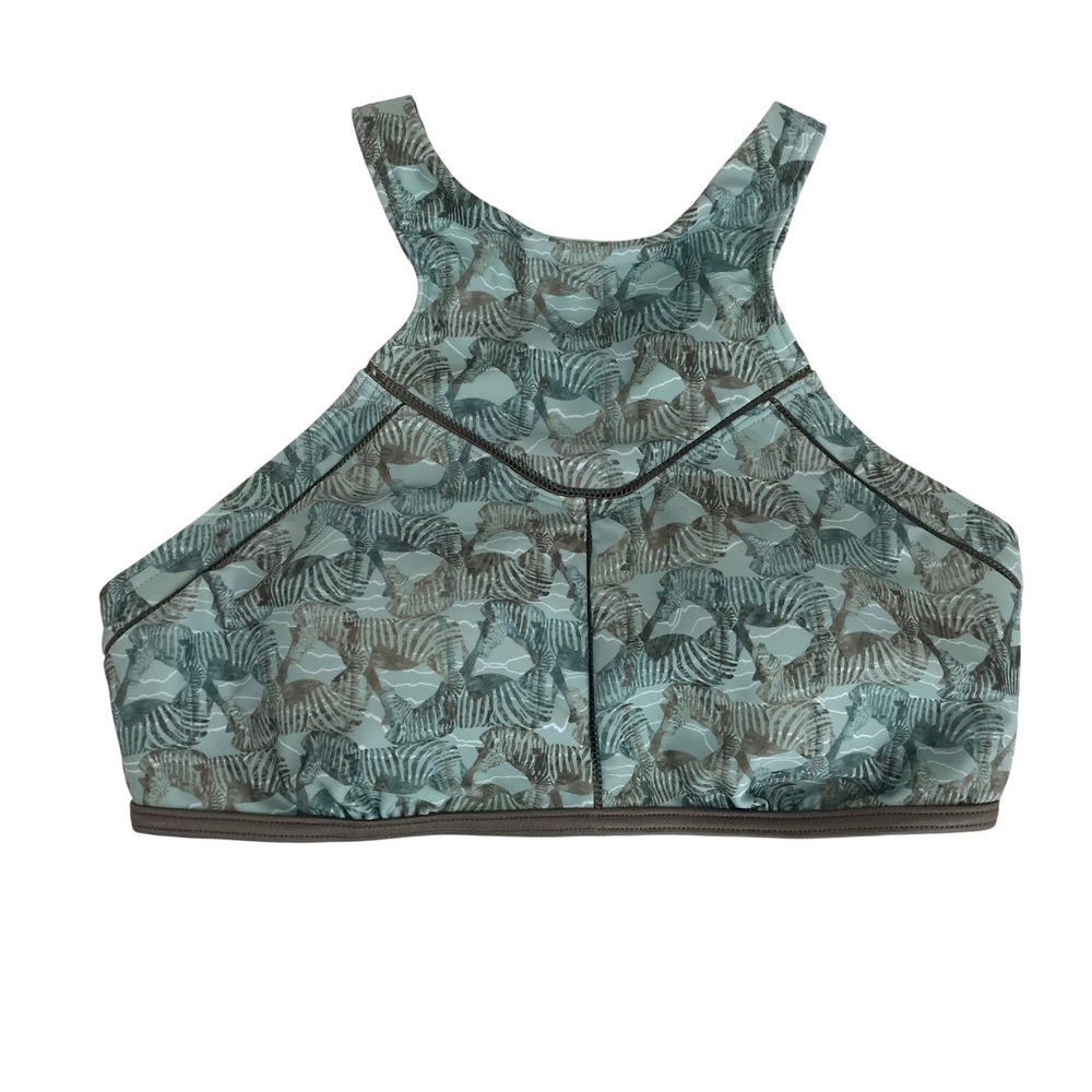 Prana Azra High Neck Bikini Top Seaside Safari Zebra Print Tassels‎ W11181047 S